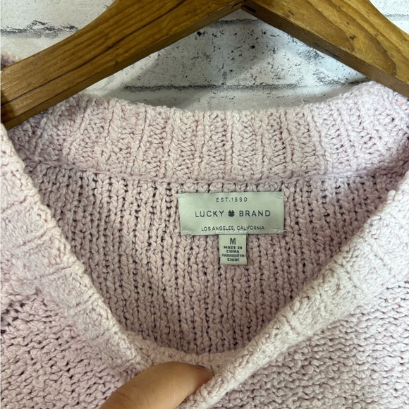 Lucky Brand Pale Pink Cotton Blend Crewneck Knit Sweater - Picture 3 of 5